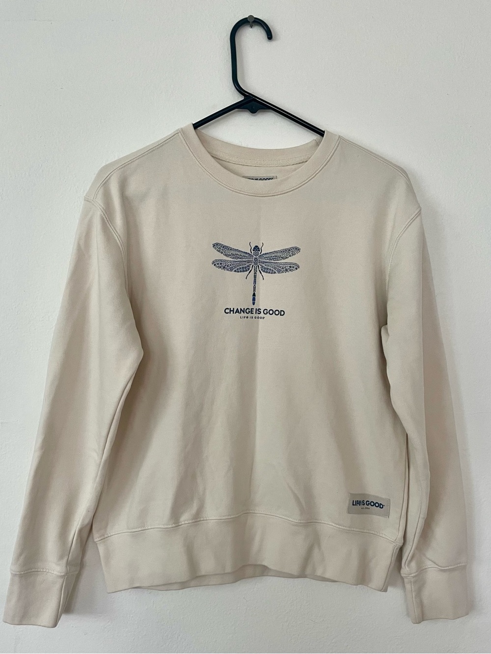 Life is Good Women’s Crewneck Sweatshirt - Size S, Cream Color